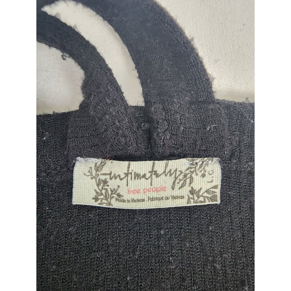 Intimately Free People Tank Top Womens SZ L Black Ribbed Fitter V Neck Minimal - Picture 5 of 5